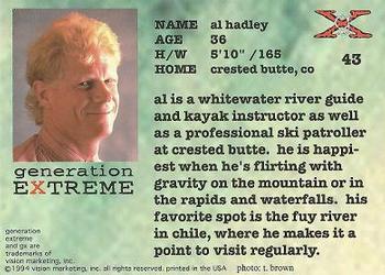 1994 Vision Generation Extreme #43 Al Hadley Back